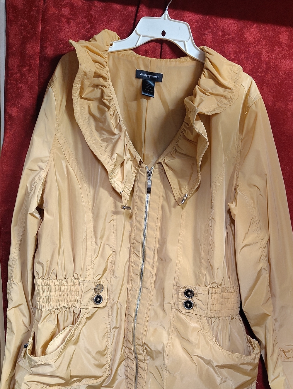 Ann Taylor Ruffle-Trim Lightweight Pea Coat - Pale Yellow